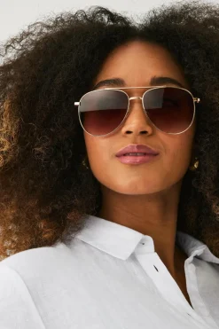 Ellos Solbriller>Collection Solbriller med rund form Koral guld