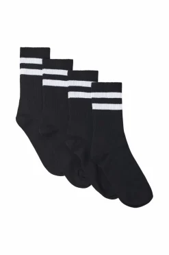 Ellos Collection Sportsstrømper 4-pak Sort med hvid stribe Hot