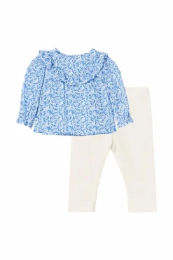 Ellos Toppe & T-Shirts|Bukser, Jeans & Leggings>Collection Sæt Rut Baby Blåblomstret + hvid