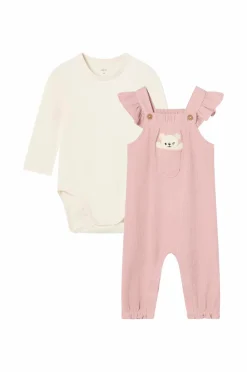 Ellos Collection Sæt med body og bukser Lyserød Outlet