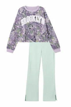 Ellos Collection Sæt Dahlia Lilla/grøn mønstret Sale