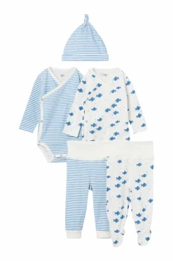 Ellos Nattøj & Homewear|Bodies>Collection Startsæt Baby Sage 5 dele Hvid blå fisk