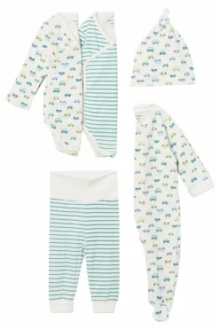Ellos Trøjer|Bodies>Collection Startsæt Baby Sunny 5 dele Beige bilmønster