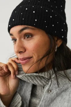 Ellos Huer>Collection Strikket hat med rhinstene Svart/Silver