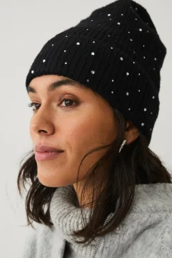 Ellos Huer>Collection Strikket hat med rhinstene Svart/Silver