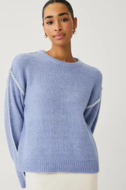 Ellos Collection Strikket Pullover Blå Online