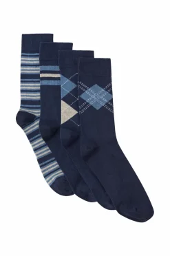 Ellos Collection Strømper 4-pak mørkeblå mønstret Best