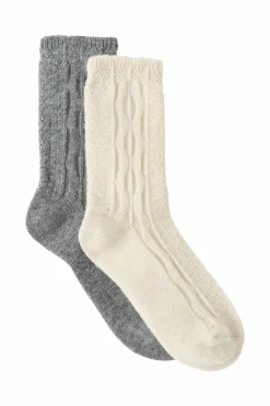 Ellos Collection Strømper 2-pak Lysegrå + hvid