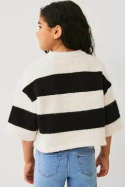 Ellos Collection Strikket top beige/sort randig Best