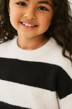 Ellos Collection Strikket top beige/sort randig Best