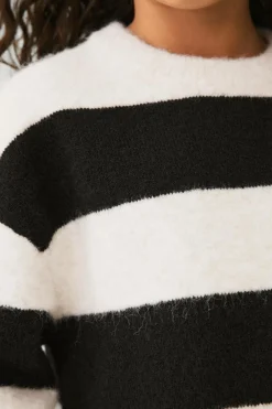 Ellos Collection Strikket top beige/sort randig Best