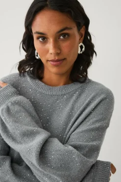 Ellos Collection Strikket kjole med pailletter Grå Discount