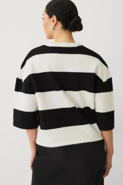 Ellos Collection Strikket top Beige/sort randig Hot