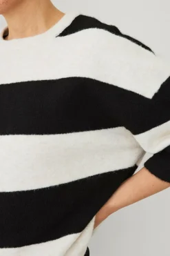 Ellos Collection Strikket top Beige/sort randig Hot