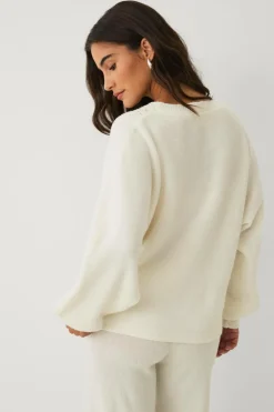 Ellos Collection Strikket Pullover med rhinstene hvid Sale
