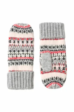 Ellos Collection Strikkede vanter Grå rosa mønstret Clearance