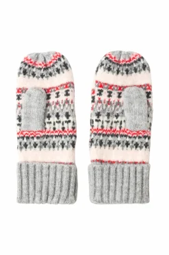 Ellos Collection Strikkede vanter Grå rosa mønstret Clearance