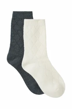 Ellos Collection Strømper 2-pack Antracitgrå + hvid