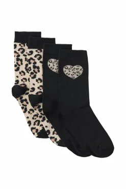 Ellos Collection Strømper 4-pak Sort dyremønster Discount