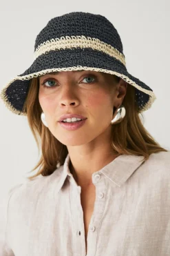 Ellos Hatte & Kasketter>Collection Stråhat Natur/sort