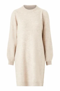 Ellos Collection Strikket kjole med lange ærmer lys beige Online