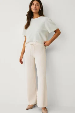 Ellos Collection Strikkede bukser Creme Online