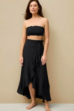 Ellos Strandtøj|Nederdele>Collection Strandkjole med volantdetalje Sort