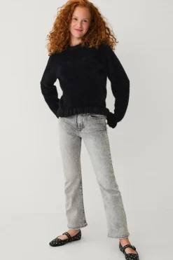 Ellos Trøjer & Cardigans>Collection Strikket trøje med flæser sort