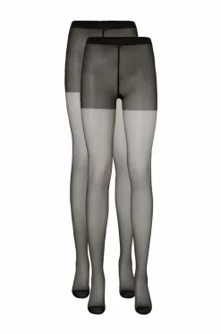 Ellos Collection Strømpebukser 20 Denier Shiny 2-pak Sort Clearance