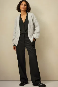 Ellos Collection Strikket cardigan af høj kvalitet Gråmeleret New