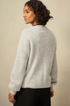 Ellos Collection Strikket cardigan af høj kvalitet Gråmeleret New