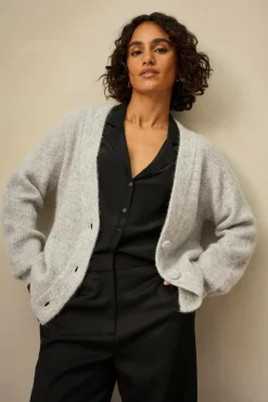 Ellos Collection Strikket cardigan af høj kvalitet Gråmeleret New