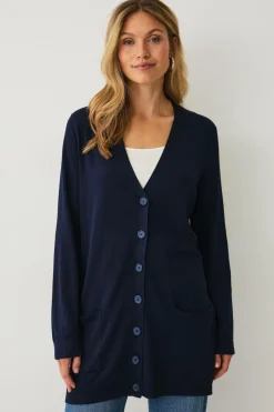 Ellos Collection Strikket cardigan med lommer Marineblå Hot