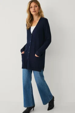 Ellos Collection Strikket cardigan med lommer Marineblå Hot