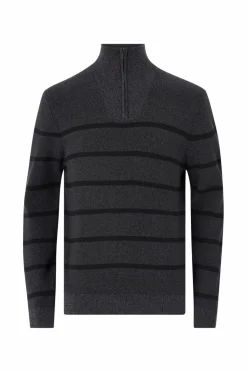 Ellos Trøjer>Collection Strikket trøje med halvlang lynlås antrasitmelange