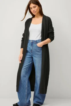 Ellos Trøjer & Cardigans>Collection Strikket maxi-cardigan Sort