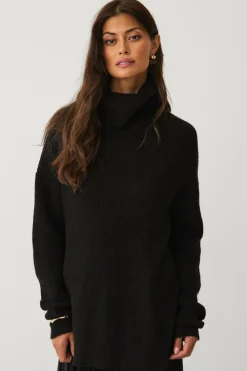 Ellos Collection Strikket turtleneck trøje sort Outlet