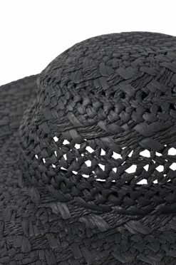 Ellos Collection Stråhat med flettet mønster Sort Clearance