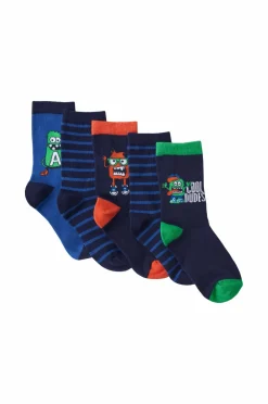 Ellos Collection Strømper Monsters 5-pak Blå Clearance