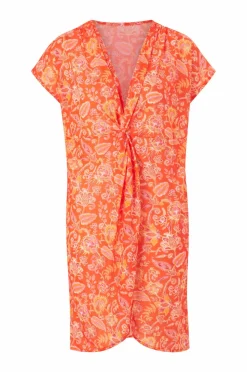 Ellos Collection Strandkjole med knudedetalje Orange paisley