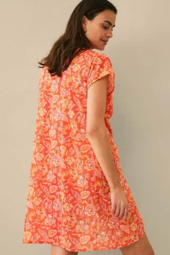 Ellos Collection Strandkjole med knudedetalje Orange paisley