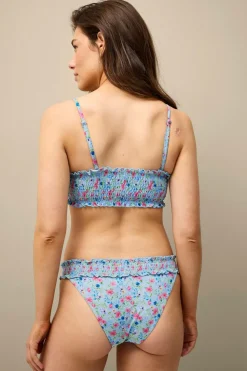 Ellos Collection String-bikinitrusse med smock Blue floral Best