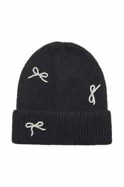 Ellos Collection Strikhue med sløjfedetaljer i perle sort Clearance