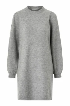 Ellos Kjoler>Collection Strikket kjole med lange ærmer Gråmeleret