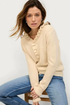 Ellos Collection Strikket trøje med flæsedetaljer Lys beige Best