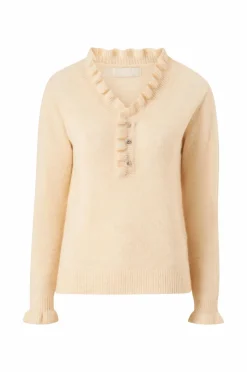 Ellos Collection Strikket trøje med flæsedetaljer Lys beige Best