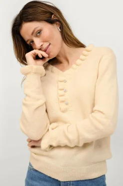 Ellos Collection Strikket trøje med flæsedetaljer Lys beige Best