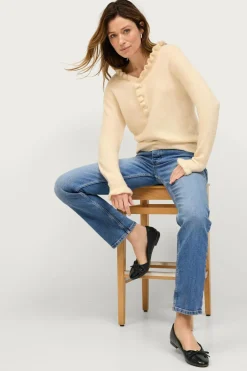 Ellos Collection Strikket trøje med flæsedetaljer Lys beige Best