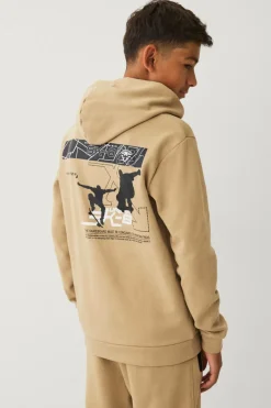 Ellos Collection Sweatshirt med hætte og print beige Hot