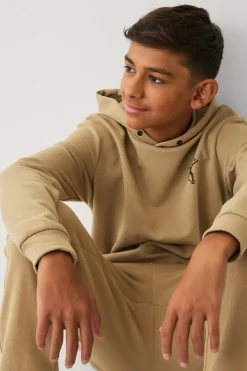 Ellos Collection Sweatshirt med hætte og print beige Hot